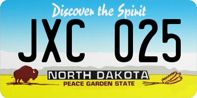 ND license plate JXC025