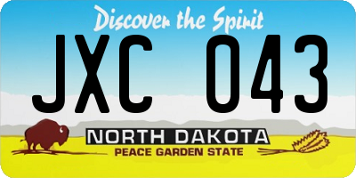 ND license plate JXC043