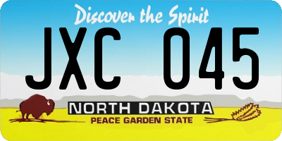 ND license plate JXC045