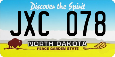 ND license plate JXC078