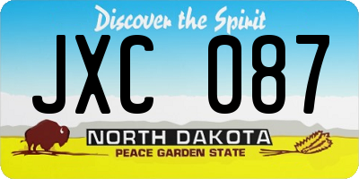 ND license plate JXC087