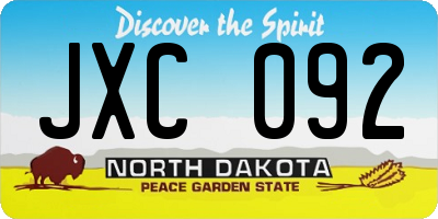 ND license plate JXC092