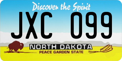 ND license plate JXC099
