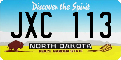 ND license plate JXC113