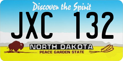 ND license plate JXC132