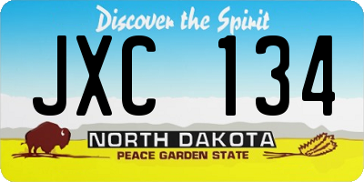 ND license plate JXC134