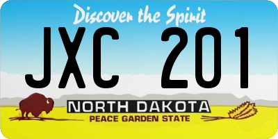 ND license plate JXC201