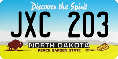 ND license plate JXC203