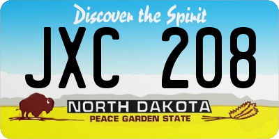 ND license plate JXC208