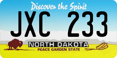 ND license plate JXC233