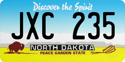 ND license plate JXC235