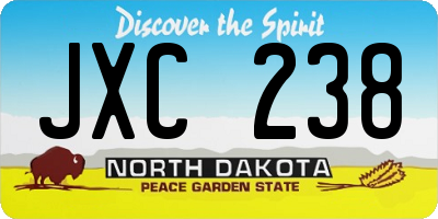 ND license plate JXC238