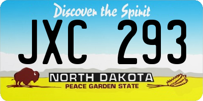 ND license plate JXC293