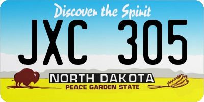 ND license plate JXC305