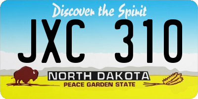ND license plate JXC310