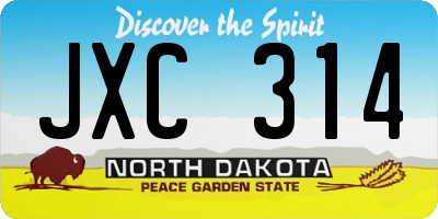 ND license plate JXC314