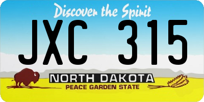 ND license plate JXC315