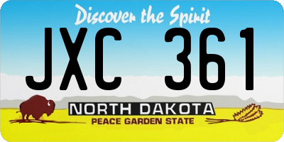 ND license plate JXC361