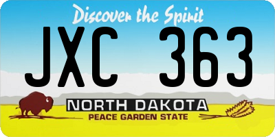 ND license plate JXC363