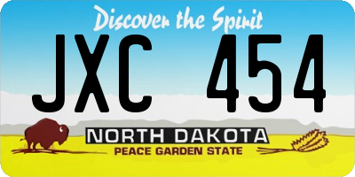 ND license plate JXC454