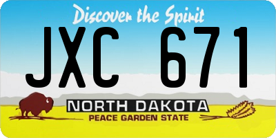 ND license plate JXC671