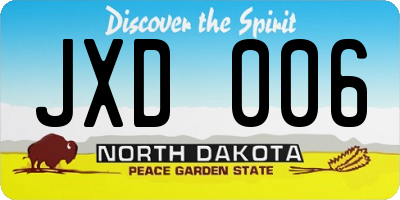 ND license plate JXD006