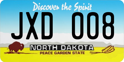 ND license plate JXD008