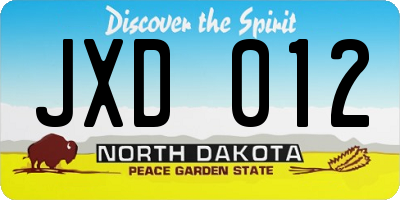 ND license plate JXD012