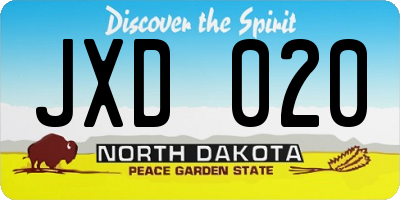 ND license plate JXD020