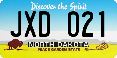 ND license plate JXD021