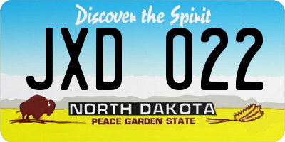 ND license plate JXD022