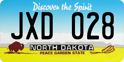 ND license plate JXD028