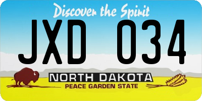 ND license plate JXD034