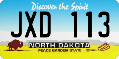 ND license plate JXD113