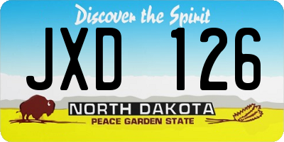 ND license plate JXD126