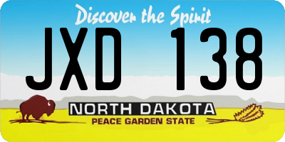 ND license plate JXD138
