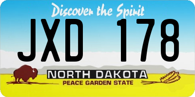 ND license plate JXD178