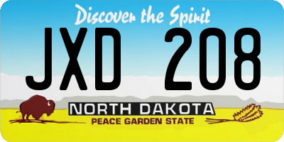 ND license plate JXD208