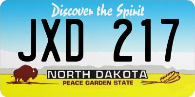 ND license plate JXD217