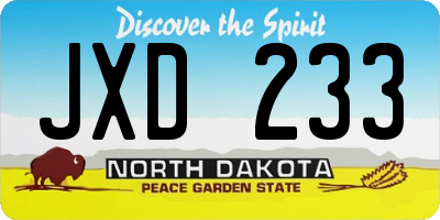 ND license plate JXD233