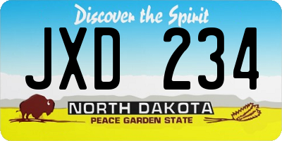 ND license plate JXD234