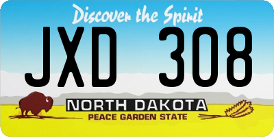 ND license plate JXD308