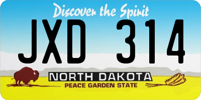 ND license plate JXD314