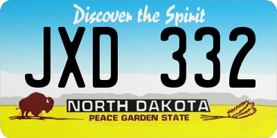 ND license plate JXD332