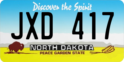 ND license plate JXD417