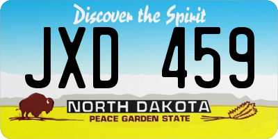 ND license plate JXD459