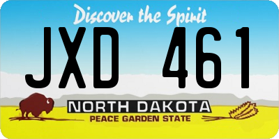 ND license plate JXD461