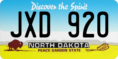 ND license plate JXD920