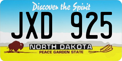 ND license plate JXD925