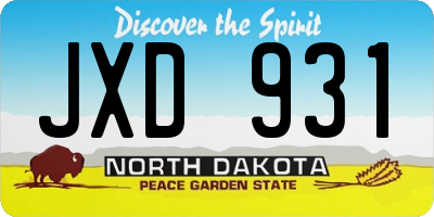 ND license plate JXD931